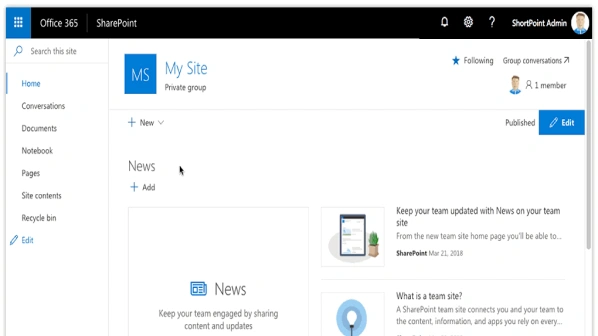 sharepoint site page