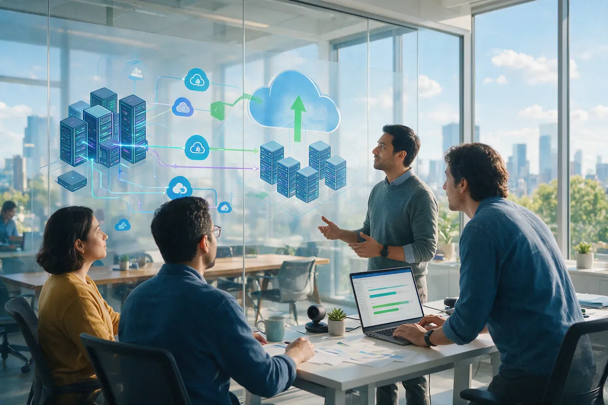 Engineers planning an application migration to the cloud
