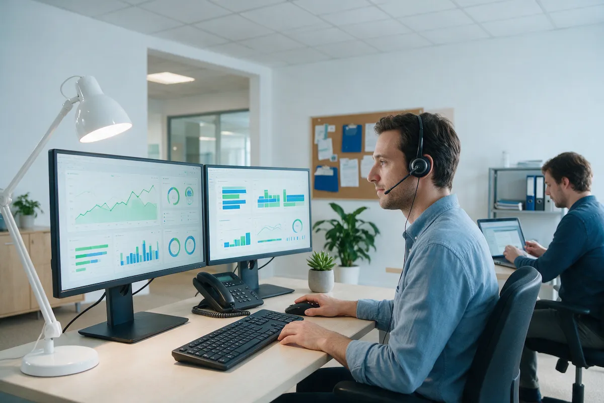 Support engineer monitoring application health dashboards